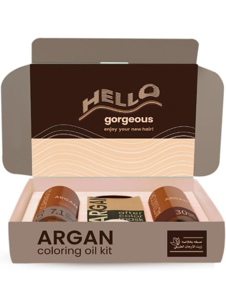 Argan Coloring Oil Kit Ash Blond 7.1 75Ml - Image 1