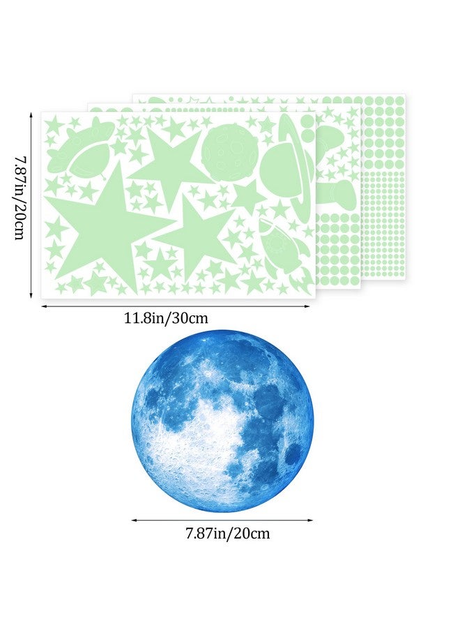 Sinekong 1017Pcs Glow in The Dark Stars for Ceiling Glow in The Dark Moon and Planet Wall Decal Luminous Astronaut Universe Galaxy Space Wall Stickers for Kids Boys Bedroom Blue - Image 4