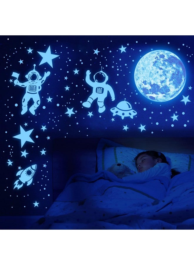Sinekong 1017Pcs Glow in The Dark Stars for Ceiling Glow in The Dark Moon and Planet Wall Decal Luminous Astronaut Universe Galaxy Space Wall Stickers for Kids Boys Bedroom Blue - Image 5