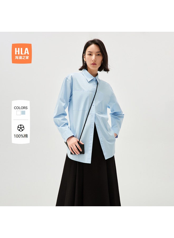 HLA Solid Color Commute Style Collar Elegant Long Sleeve Shirt For Women In Spring And Autumn - Image 2