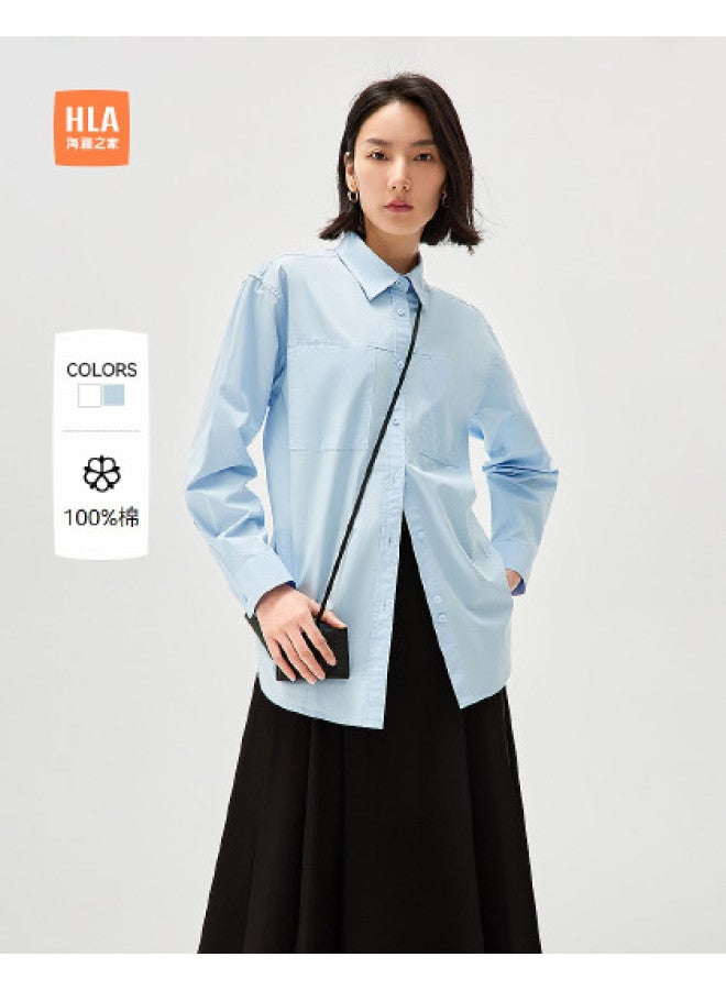 HLA Solid Color Commute Style Collar Elegant Long Sleeve Shirt For Women In Spring And Autumn - Image 1