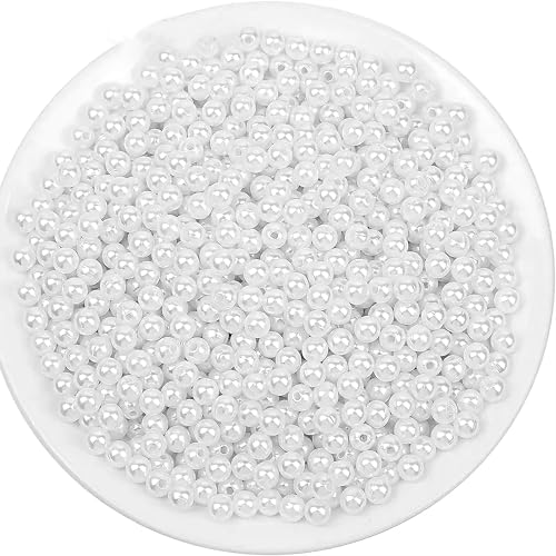 INDIKONB Round Pearl Moti Beads | Acrylic Plastic Faux Pearl Beads for Jewellery Making, Bracelets, and Crafts | Pearl Beads for DIY, Embroidery, and Decoration (White-6mm) - Image 1