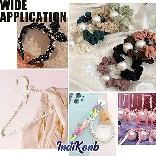INDIKONB Round Pearl Moti Beads | Acrylic Plastic Faux Pearl Beads for Jewellery Making, Bracelets, and Crafts | Pearl Beads for DIY, Embroidery, and Decoration (White-6mm) - Image 4