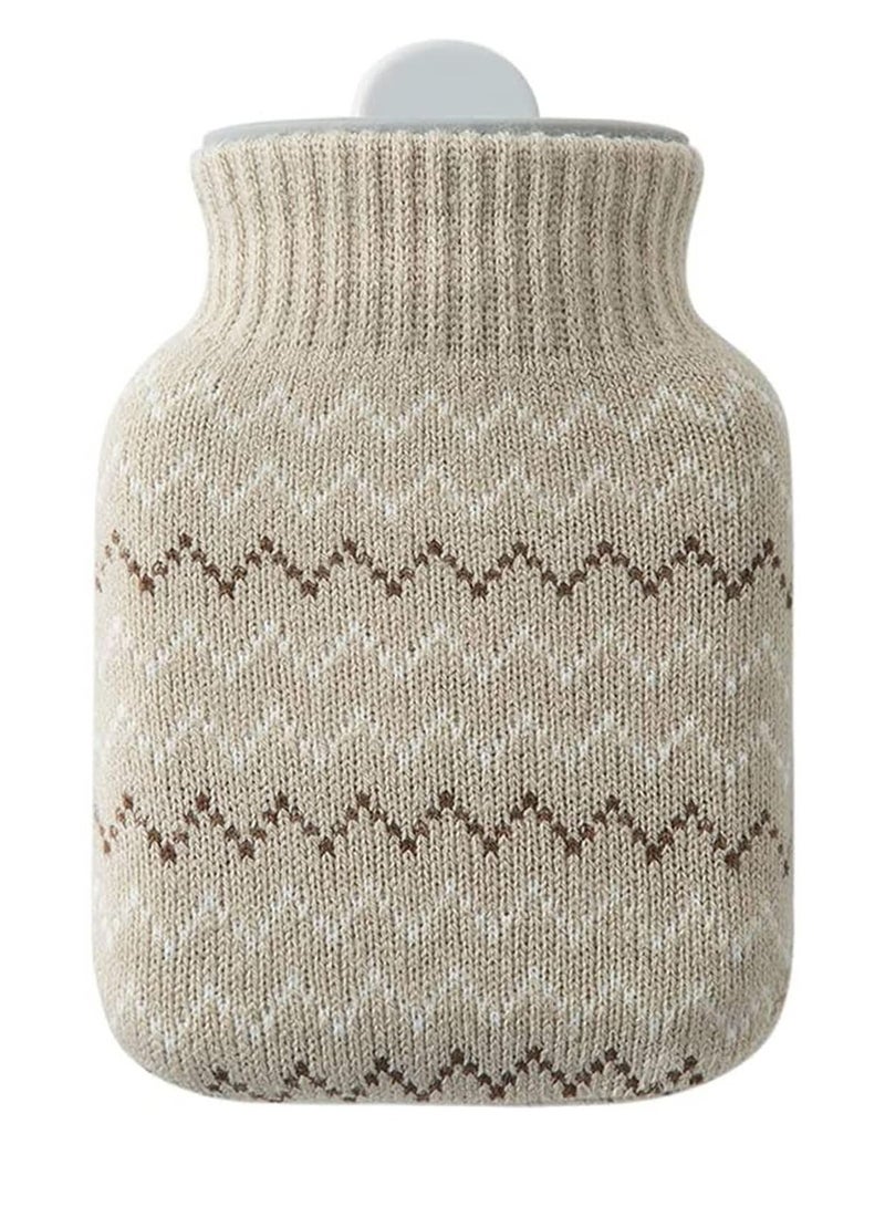 SYOSI Hot Water Pouch with Knit Cover Heating Water Filled Warm Water Bag Light Gray - Image 1