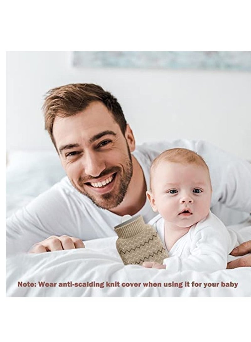 SYOSI Hot Water Pouch with Knit Cover Heating Water Filled Warm Water Bag Light Gray - Image 2