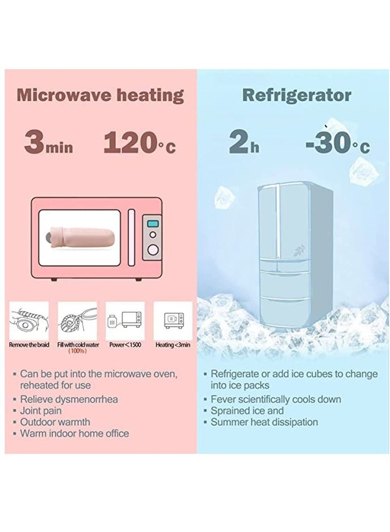 SYOSI Hot Water Pouch with Knit Cover Heating Water Filled Warm Water Bag Light Gray - Image 5