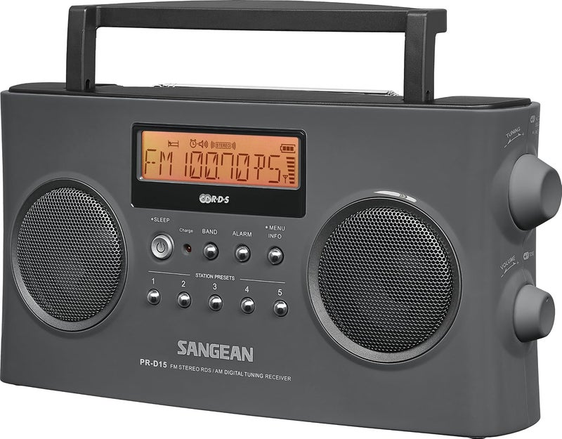 Sangean PR-D15 Digital Portable Stereo RDS Receiver - Gray - Image 1