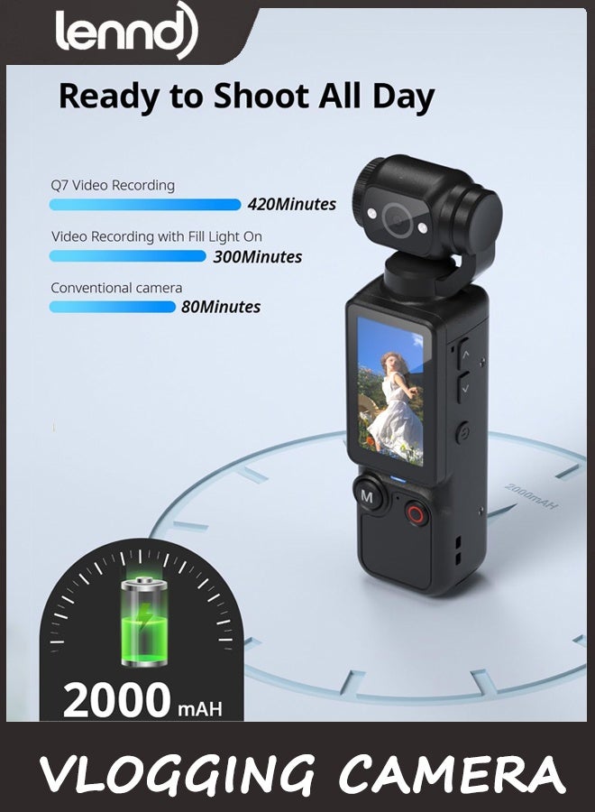 LENND Vlogging Camera with 180° Rotating Lens, Pocket Body Camera with Audio & Video Recording,7-Hour Battery, Handheld POV Cameras with 32GB Card, Easy One-Button Recording for Travel,Daily Life - Image 3