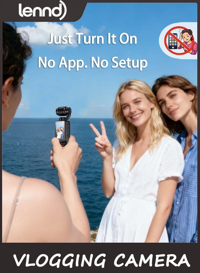 LENND Vlogging Camera with 180° Rotating Lens, Pocket Body Camera with Audio & Video Recording,7-Hour Battery, Handheld POV Cameras with 32GB Card, Easy One-Button Recording for Travel,Daily Life - Image 2