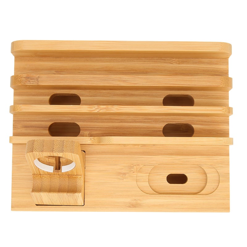 Bamboo Multi Devices Charging Station Charging Dock Stand Rack for Phone Tablet Watch - Image 1