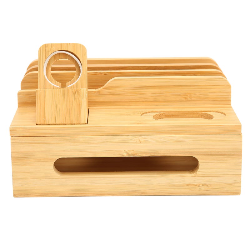 Bamboo Multi Devices Charging Station Charging Dock Stand Rack for Phone Tablet Watch - Image 3