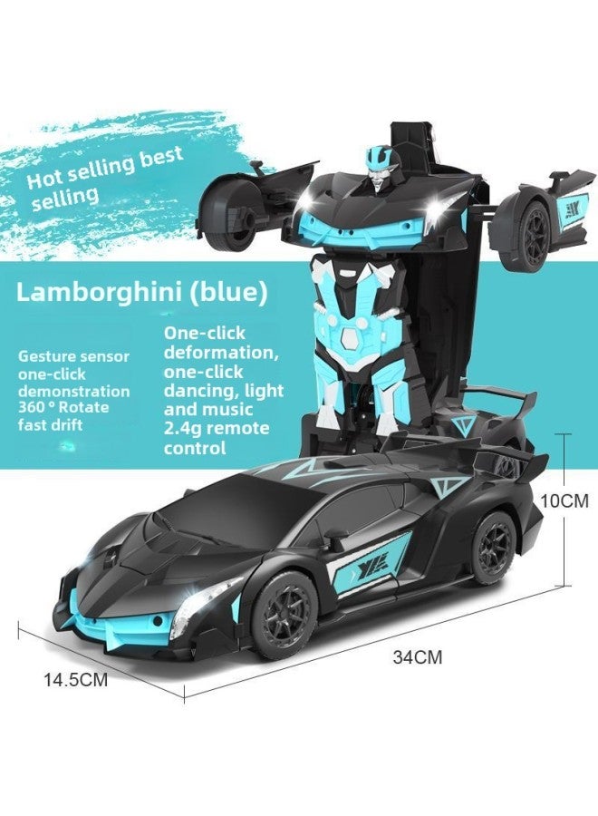 Gesture Induction Deformation Remote Control Car Children's Toy Car Electric Racing King Kong Robot Boy Toy-Color:Blue And Black Lamborghini -Scale:3 Batteries - Image 1