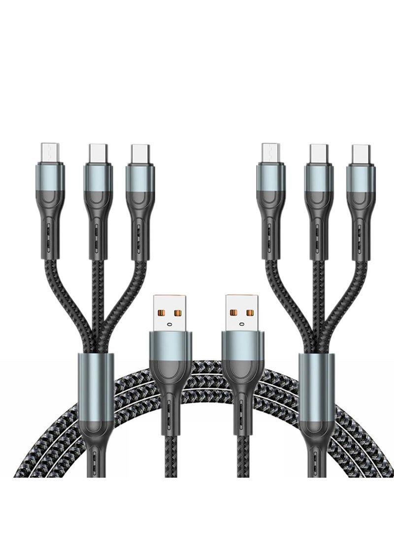 Captaintech Charger Cable for Type-C, Micro USB and IP Smartphones, 3-in-1 Super Fast USB Charging Cord Compatible with Game Controllers and Airpods, 4ft - Image 1