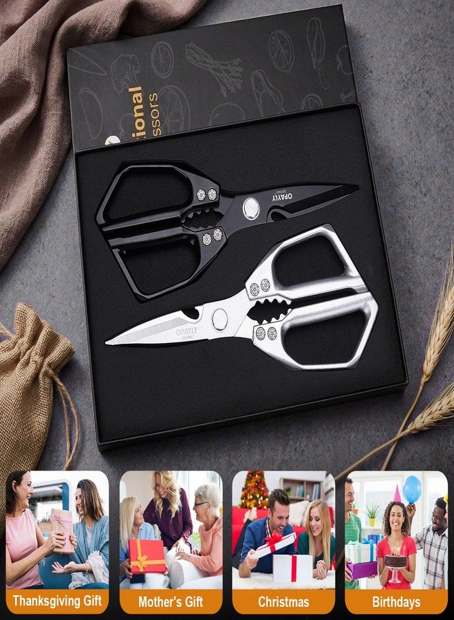 OPAYLY Kitchen Shears 2-Pack Heavy Duty All Purpose Stainless Steel Kitchen Shear Meat Scissors Japanese Cooking Scissor for Food, Sharp Dishwasher Safe Christmas for Men Women With Gifts Box - Image 2