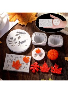 Patelai 8 Pieces Pumpkin Maple Leaves Fondant Mold Fall Thanksgiving Theme Silicone Mold Mini 3D Pumpkin Maple Leaves Mold For Making Cupcake Chocolate Cookie Fondant Cake Decoration (White)  - Image 5