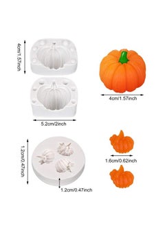 Patelai 8 Pieces Pumpkin Maple Leaves Fondant Mold Fall Thanksgiving Theme Silicone Mold Mini 3D Pumpkin Maple Leaves Mold For Making Cupcake Chocolate Cookie Fondant Cake Decoration (White)  - Image 3