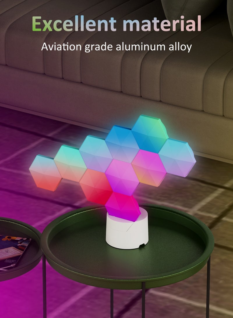 عربست أضواء RGB لإعداد أجهزة الكمبيوتر للألعاب، أضواء جدارية بشكل سداسي مع تأثيرات متنوعة جدًا، مزامنة مع الموسيقى، ملحقات أجهزة الكمبيوتر المكتبية، تعمل مع Alexa و Google (6 قطع).  - Image 2