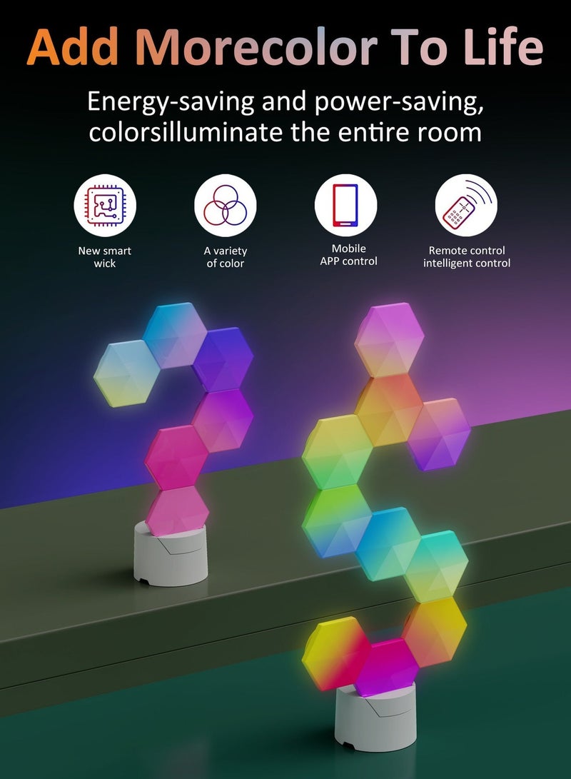 Arabest RGB Light for Gaming PC Setup, USB-Power Gaming Lights, Sync Music Hexagon Wall Lights with Very diverse effects, Desk Gaming Accessories, Work with Google(6PCS) - Image 2