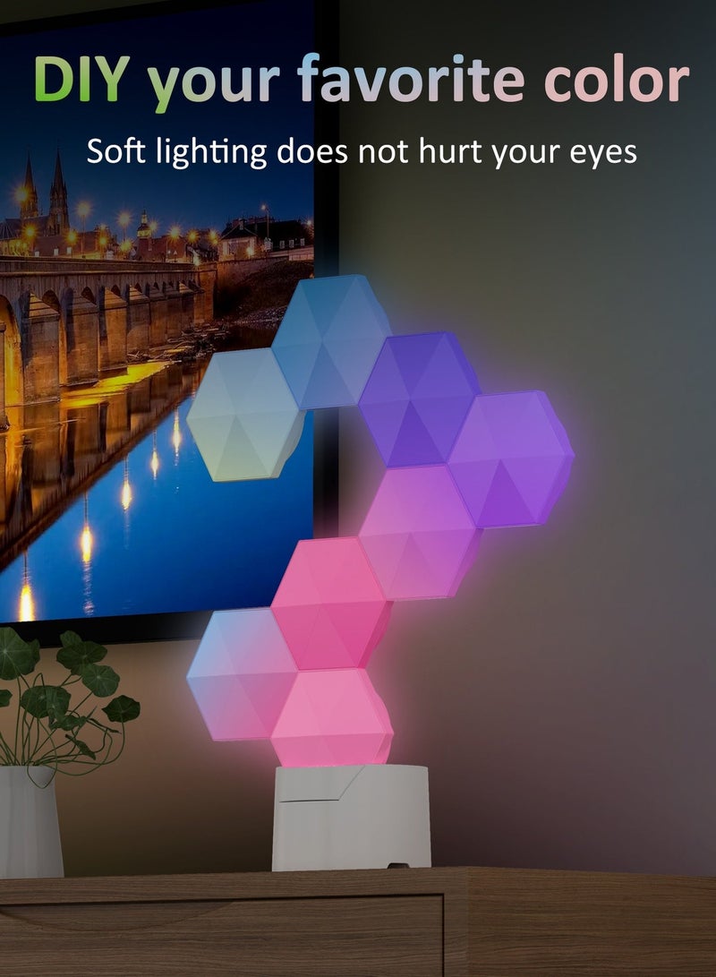 Arabest RGB Light for Gaming PC Setup, USB-Power Gaming Lights, Sync Music Hexagon Wall Lights with Very diverse effects, Desk Gaming Accessories, Work with Google(6PCS) - Image 5