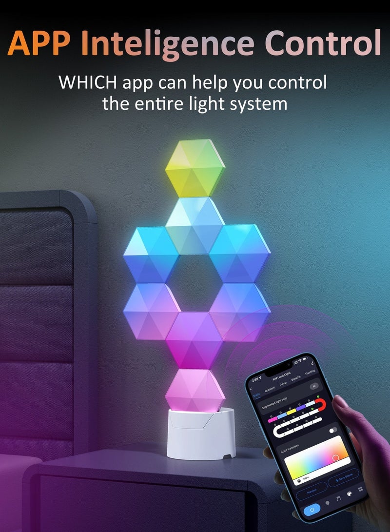 Arabest RGB Light for Gaming PC Setup, USB-Power Gaming Lights, Sync Music Hexagon Wall Lights with Very diverse effects, Desk Gaming Accessories, Work with Google(6PCS) - Image 4