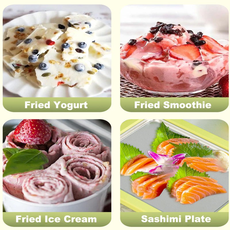 MIIDNTLX Ice Maker,Ice Cream Makers,Yogurt Countertop Machine,Stainless Steel Homemade DIY Instant Freeze Dried Cream Roll Pot with 2 Scrapers,Frozen Fruit Chocolate Strawberries Yogurt Machines - Image 5
