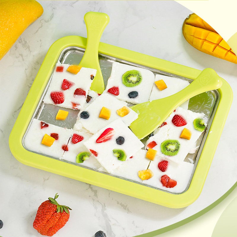 MIIDNTLX Ice Maker,Ice Cream Makers,Yogurt Countertop Machine,Stainless Steel Homemade DIY Instant Freeze Dried Cream Roll Pot with 2 Scrapers,Frozen Fruit Chocolate Strawberries Yogurt Machines - Image 3