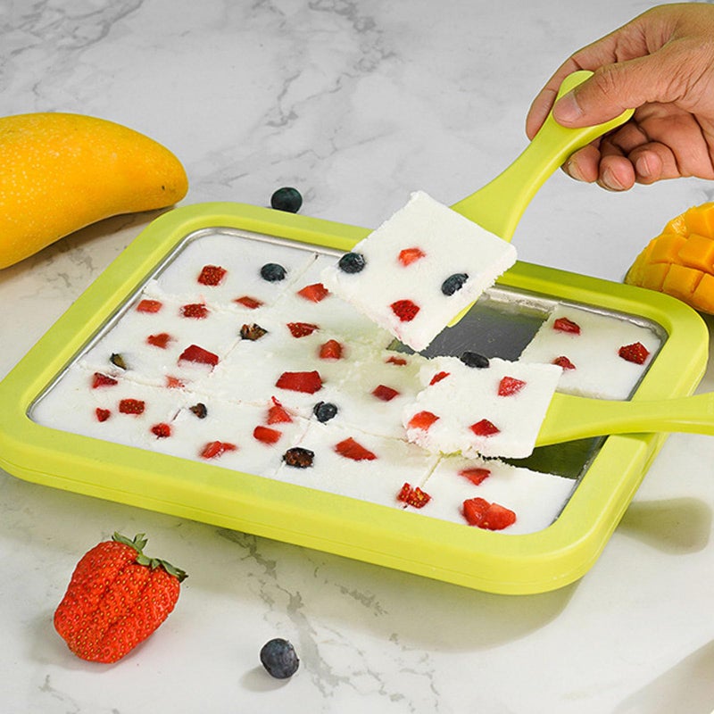 MIIDNTLX Ice Maker,Ice Cream Makers,Yogurt Countertop Machine,Stainless Steel Homemade DIY Instant Freeze Dried Cream Roll Pot with 2 Scrapers,Frozen Fruit Chocolate Strawberries Yogurt Machines - Image 2