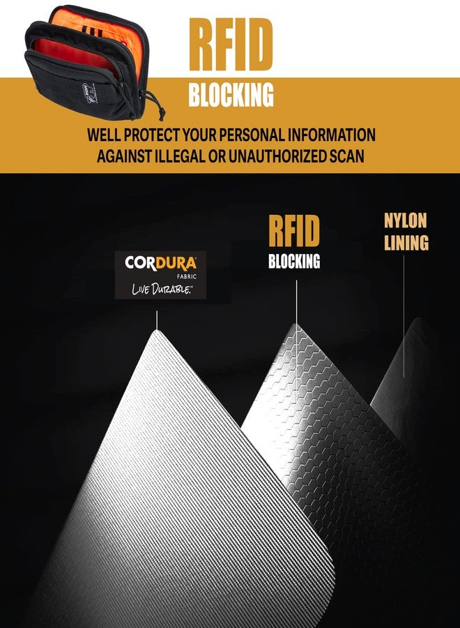 RE ROUGH ENOUGH Rough Enough Passport Wallets RFID Passport Holder Wallet Sleeve for Travel Family with Crossbody Shoulder Strap Neck Portable Waterproof Black Cordura - Image 4