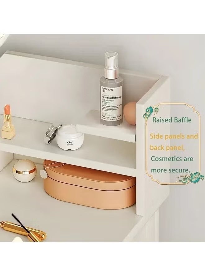 بيوينتي مكتب الغرور,طاولة الملابس بجانب السرير, مكياج الجدول مع مرآة إطار معدني طاولة الملابس مع الدرج ومستحضرات التجميل منظم الرفوف لغرفة نوم الفتاة, التجميع البسيط - Image 5