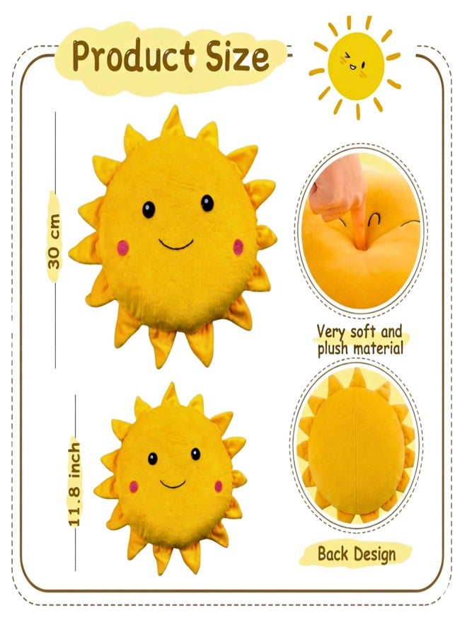 Tickles Cute Sun Smiling Face Soft Stuffed Plush Pillow Cushion for Kids Boys & Girls Birthday Gift Home Decor (Size: 30 cm Color: Yellow) - Image 3