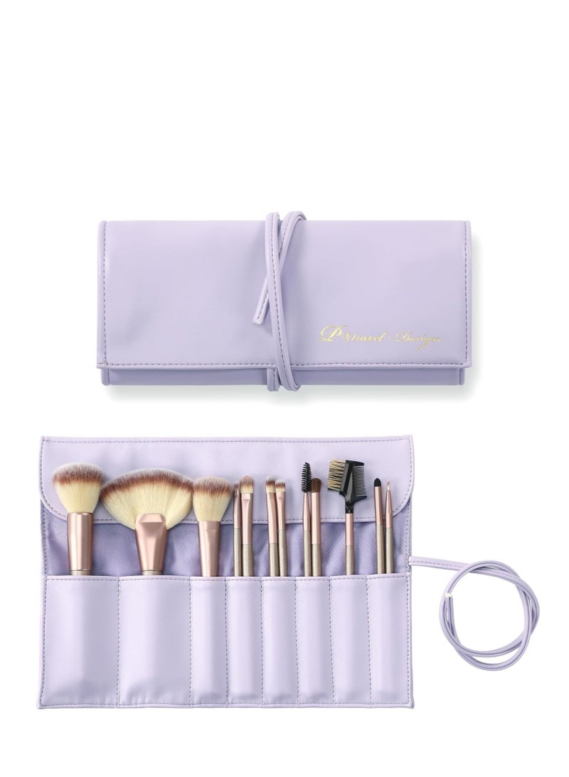 Captaintech Makeup Brush Bag, Travel Makeup Brush Pouch, PU Leather Make up Brush Case, Roll Up Portable Cosmetic Organizer with Belt Strap for Women Girls, Brushes Not Included - Image 1