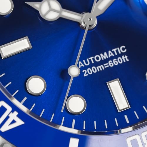 watchdives Automatic Watches for Men, WD5512 V2 PT5000 Sub Diver Watch 40mm Sapphire Crystal Wristwatch Luminous Mens Watch, Blue - Image 4