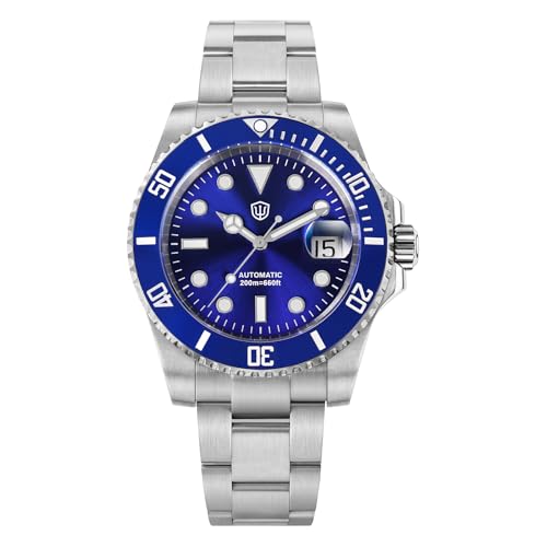 watchdives Automatic Watches for Men, WD5512 V2 PT5000 Sub Diver Watch 40mm Sapphire Crystal Wristwatch Luminous Mens Watch, Blue - Image 1