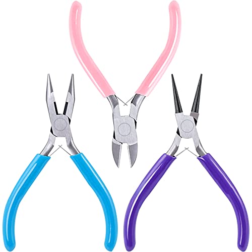 SONGIN 3 Pack Jewelry Pliers Set Tools Includes Needle Nose, Round Nose and Wire Cutters Chain Nose Pliers for Jewelry Making Repair, Wire Wrapping, Beading and Crafts - Image 1