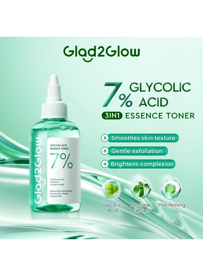 GLAD2GLOW Glycolic Oil Control Facial Wash 70ml + 7% Glycolic Acid Essence Toner – Oil Control & Skin Brightening Formula - Image 2
