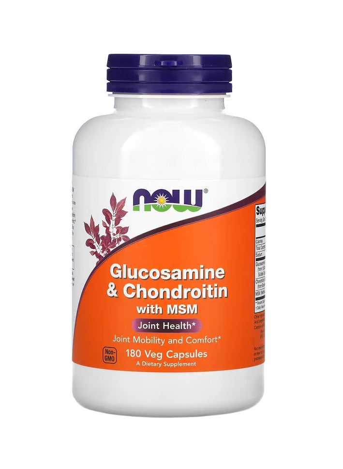 now Glucosamine & Chondroitin with MSM, 180 Veg Capsules - Image 1