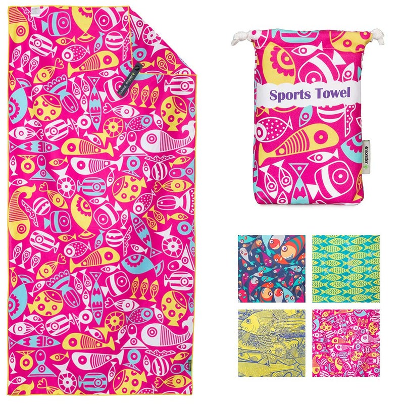 4Monster Microfiber Beach Towel Quick Dry,Super Absorbent Lightweight Travel Towel for Swimmers, Sand Free Camping Towel, Beach Towels for Pool,Swim,Water Sports,Yoga - Image 1
