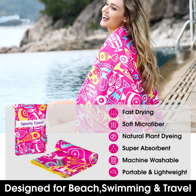 4Monster Microfiber Beach Towel Quick Dry,Super Absorbent Lightweight Travel Towel for Swimmers, Sand Free Camping Towel, Beach Towels for Pool,Swim,Water Sports,Yoga - Image 2
