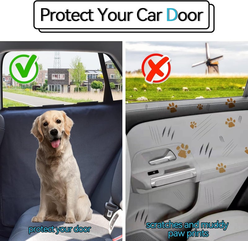 Durapower Dog Car Door Protector丨2 Pack Extra Big & Thick Anti Pet Scratching Waterproof Vehicle Door Covers Guard Truck Interior Panel Safe SUV Universal 600D Black - Image 4