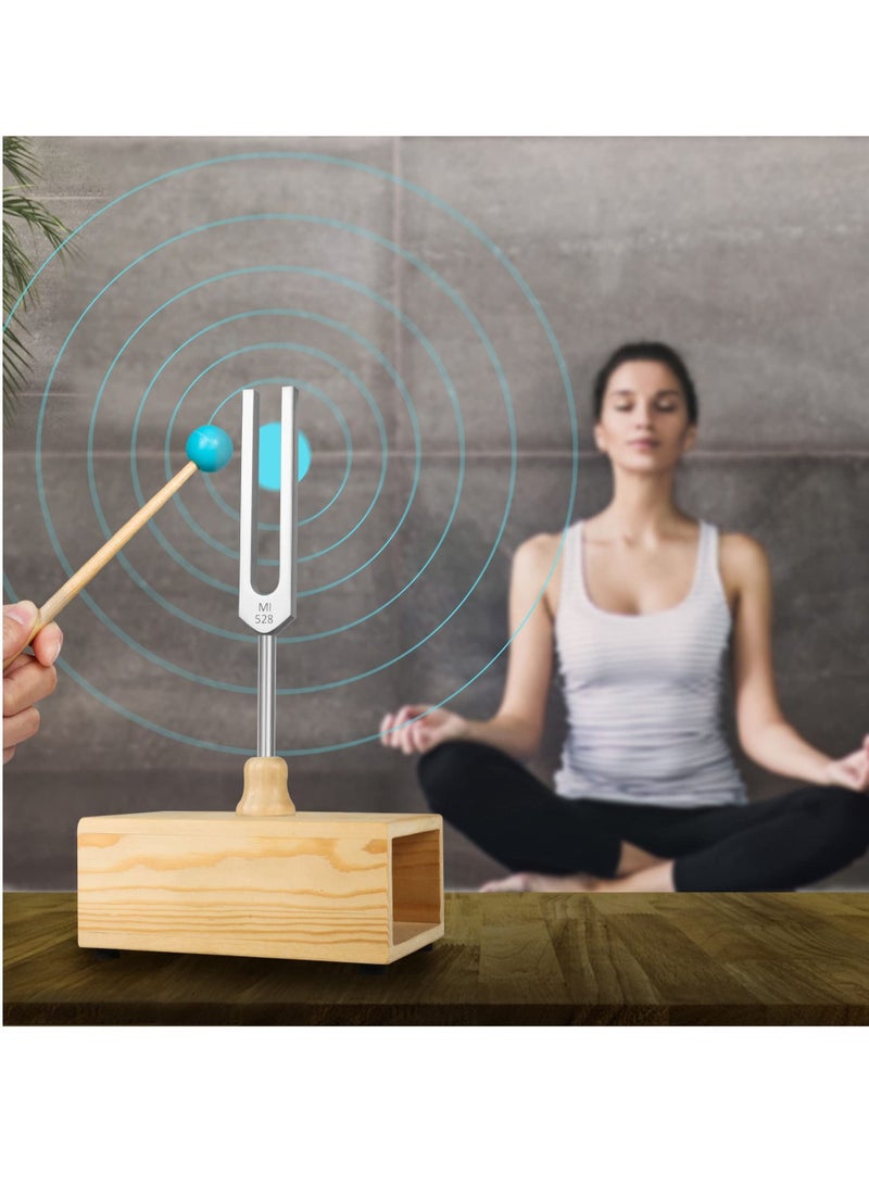 Captaintech Tuning Fork,528HZ Aluminum Alloy Tuning Fork Resonance Box,  Equipped with Silicone Hammer and Wooden Voice Box, Perfect for Healing, Chakra, Sound Therapy, Keep Body, Mind and Spirit in Perfect - Image 3