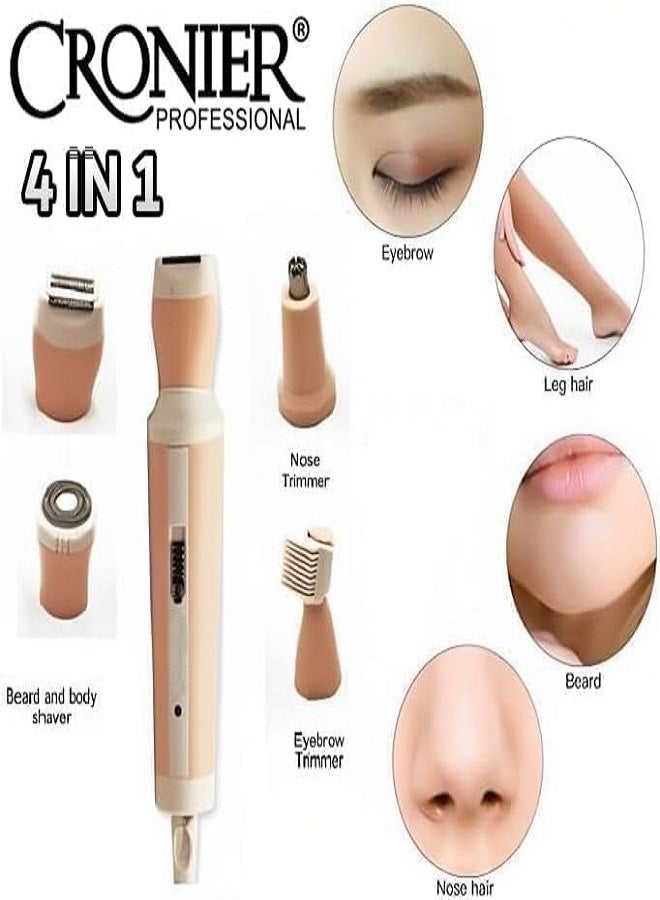 كرونير ماكينة حلاقة نسائية احترافية 4 في 1 للوجه والساقين والإبطين ومنطقة البكيني، أداة تشذيب الحواجب، أداة تشذيب شعر الأذن والأنف، جهاز للوجه والجسم، مقاومة للماء بمعيار IPX 4 CR-312 - - Image 2