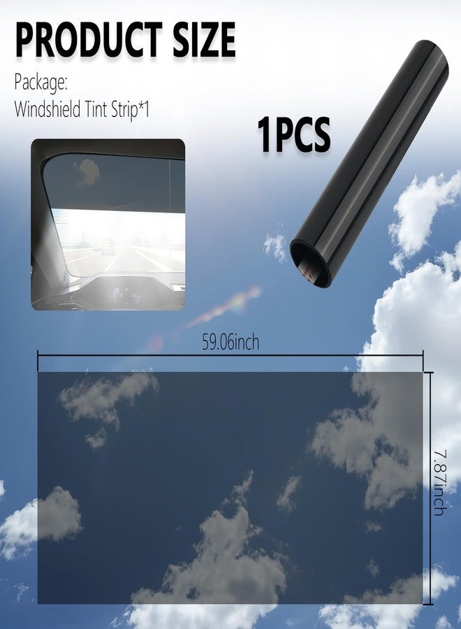 YGDMD 59.06x7.87 Windshield Tint Strip,Practical Car Window Tint Film for Blocking Light & Reducing Glare,5% VLT Car Accessories Auto Window Tints for Front Windshield (59.06x7.87) - Image 2