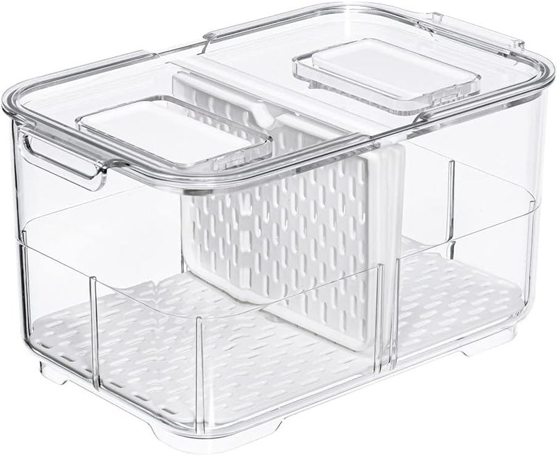 SANNO Vegetable Fruit Storage Containers, Produce Saver Containers Refrigerator Storage Containers Fresh Produce Saver with Lids and Vents,Stackable Salad Lettuce Keeper for Refrigerator - Image 1