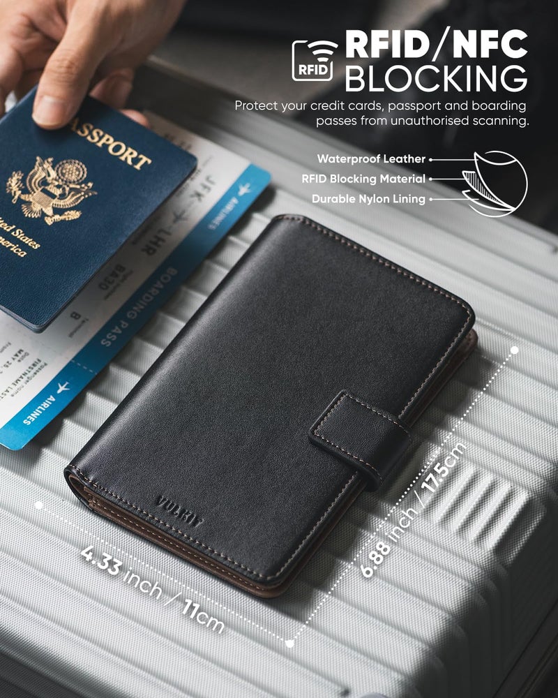 VULKIT Passport Holder with Airtag Holder RFID Blocking Passport Wallet Travel Leather Passport for Women(Beige Brown) - Image 3