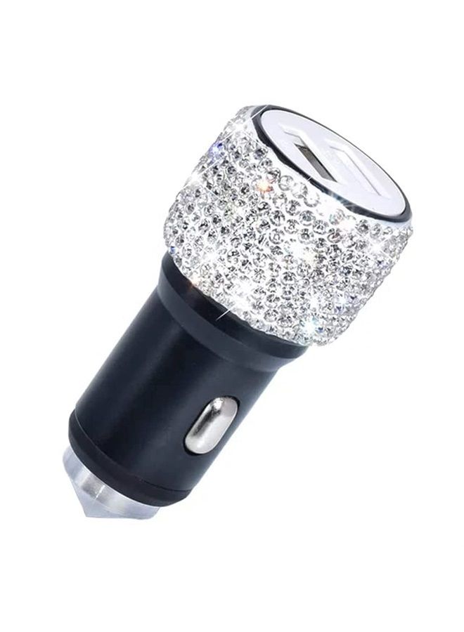 FEENM Dual USB Car Charger Bling Bling Handmade Rhinestones Crystal Car Decorations for Fast Charging Car Decors for iPhone, iPad Pro/Air 2/Mini, Samsung Galaxy Note 9 8 S9 S9+ LG Nexus HTC etc - Image 1