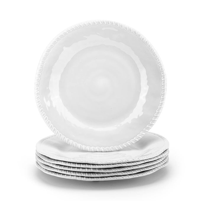 KOXINKARLU MELAMINE PLATES 11INCH DINNER PLATES DINNERWARE DISH SET OF 6 WHITE
