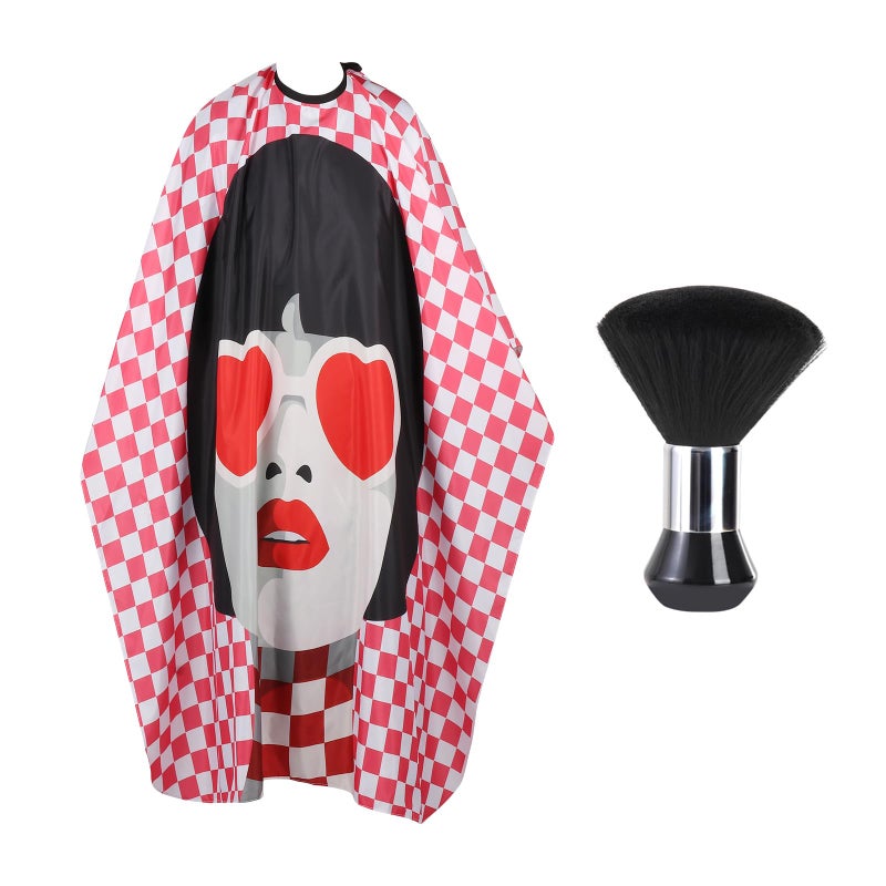 YELEGAI Professional Hair Cutting Cape with Neck Duster Brush, Waterproof Salon Barber Cape with snaps, Barber Accessories for Men, Women and Kids(Fashionable Woman) - Image 1