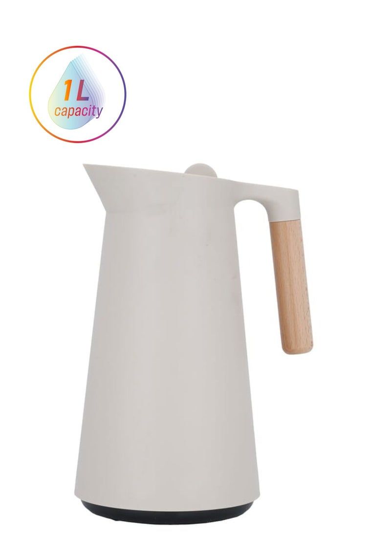 Alsaif Gallery Linda thermos light brown wooden handle 1 litre - Image 1
