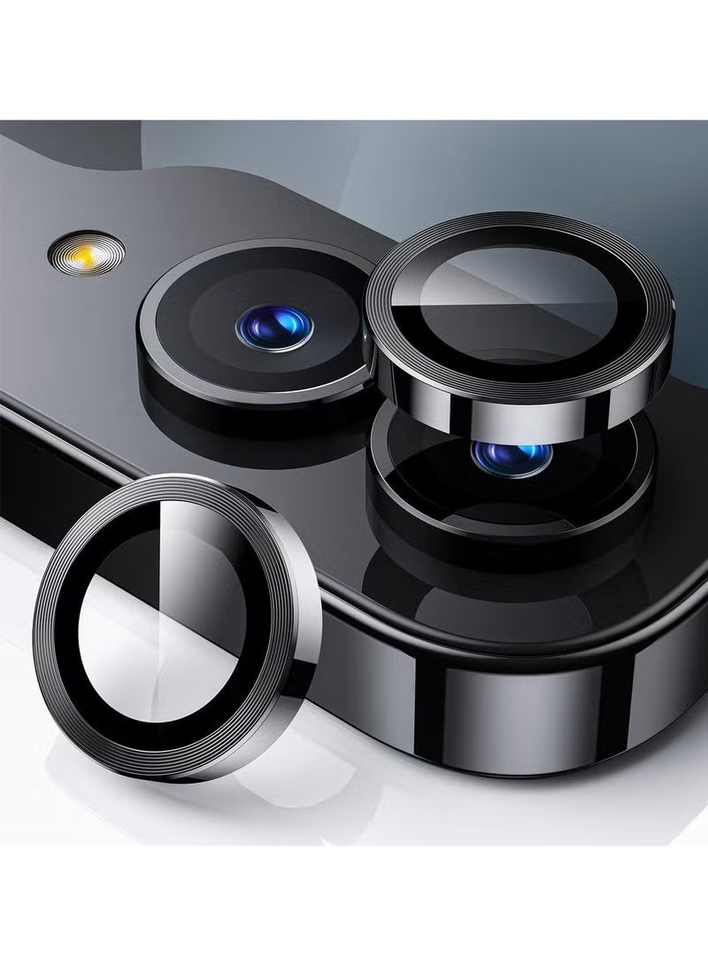 For Samsung Galaxy Z Flip 7 Camera Lens Protector, Individual Tempered Glass Camera Screen Protector Metal Ring Lens Cover for Samsung Galaxy Z Flip 7 , 1 Set (Black) - Image 1