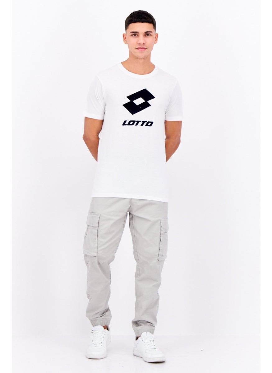 LOTTO Men Sportswear Fit Short Sleeves Brand Logo T-shirt, White  - Image 4
